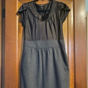 The Limited Collection brown tweed dress with satin top, short sleeve, size 8